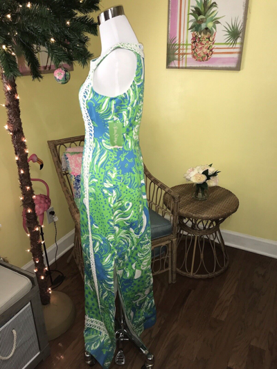 Pre-owned Lilly Pulitzer Forsyth Maxi ? Limeade Roar Of The Jungle Size 2,4,8 Rare In Multicolor