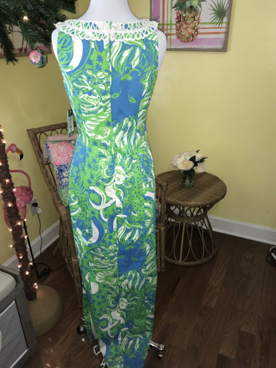 Pre-owned Lilly Pulitzer Forsyth Maxi ? Limeade Roar Of The Jungle Size 2,4,8 Rare In Multicolor