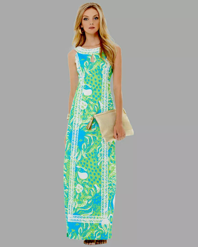 Pre-owned Lilly Pulitzer Forsyth Maxi ? Limeade Roar Of The Jungle Size 2,4,8 Rare In Multicolor