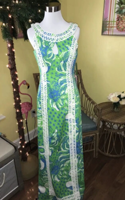Pre-owned Lilly Pulitzer Forsyth Maxi ? Limeade Roar Of The Jungle Size 2,4,8 Rare In Multicolor