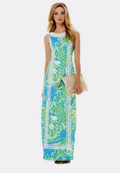 Pre-owned Lilly Pulitzer Forsyth Maxi ? Limeade Roar Of The Jungle Size 2,4,8 Rare In Multicolor