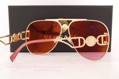 Pre-owned Versace Brand  Sunglasses Ve 2255 1002/a4 Gold/pink For Women