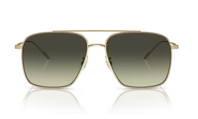 Pre-owned Oliver Peoples 0ov1320st Dresner 5292bh Gold/gradient G-15 Dark Green Sunglasses