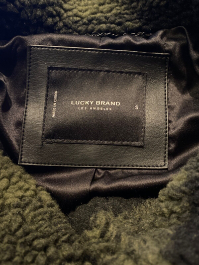 Pre-owned Lucky Brand Faux Sherpa Plaid Coat Jacket Size S Small Ylhk255 Buttons Faux Fur In Green