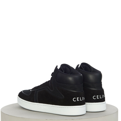 Pre-owned Celine 790$ Men's Black Suede Ct-01 High Top Sneakers, Calfskin & Mesh