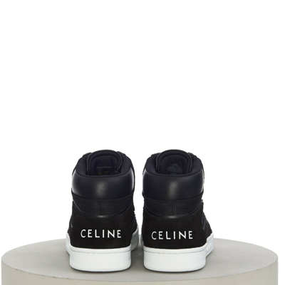 Pre-owned Celine 790$ Men's Black Suede Ct-01 High Top Sneakers, Calfskin & Mesh