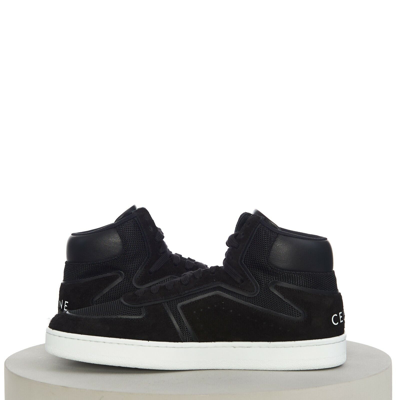 Pre-owned Celine 790$ Men's Black Suede Ct-01 High Top Sneakers, Calfskin & Mesh