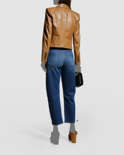 Pre-owned Veronica Beard $1299  Women's Brown Lambskin Leather Lined Nevis Jacket Size 4