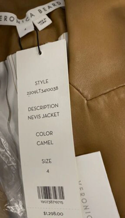 Pre-owned Veronica Beard $1299  Women's Brown Lambskin Leather Lined Nevis Jacket Size 4