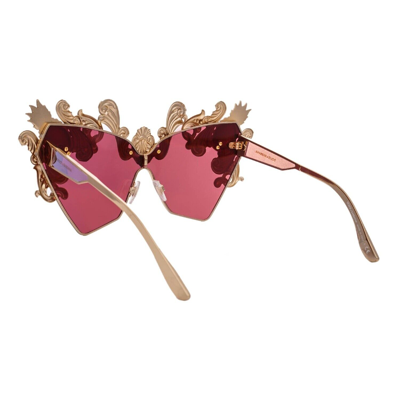 Pre-owned Dolce & Gabbana Pineapple Baroque Oversize Sunglasses Pink Gold Dg2182 12742