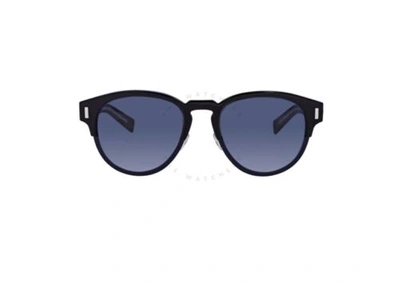 Shop Pre-owned Dior ?  Unisex "black Tie" 52mm Black And Blue Mirror Round Designer Sunglasses