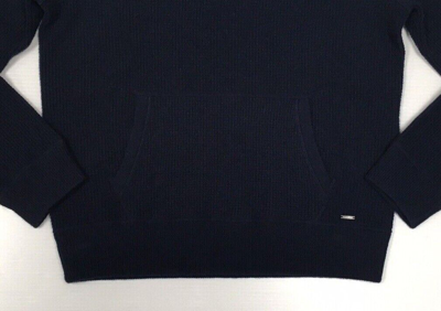Pre-owned Polo Ralph Lauren 100% Cashmere Washable Soft Waffle Knit Sweater Hoodie Running In Blue