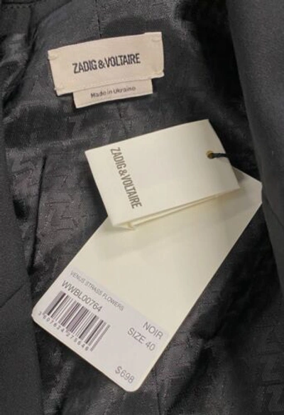 Pre-owned Zadig & Voltaire $698  Women's Black Beaded Blazer Coat Jacket Size Fr 40/us 8
