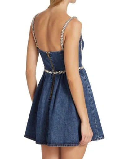 Pre-owned Self-portrait Authentic Guaranteed  Diamante Denim Mini Dress 0,2,4,6,8 (10) In Blue