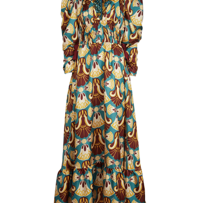 Shop La Doublej Biennale Long Dress In Dendera Light Blue