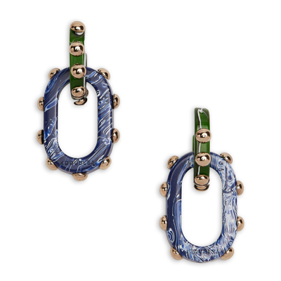 Shop La Doublej Nefertiti Double Earrings In Dark Green