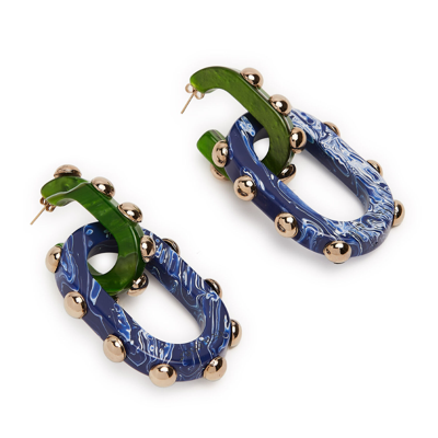 Shop La Doublej Nefertiti Double Earrings In Dark Green
