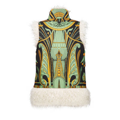 La Doublej Sleeveless Folk Jacket In Nile Black