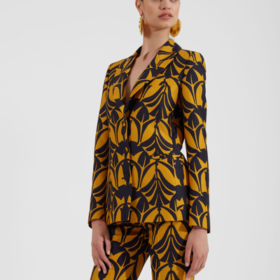 La Doublej 24/7 Papyrus-print Cady Blazer In Papyrus Gold