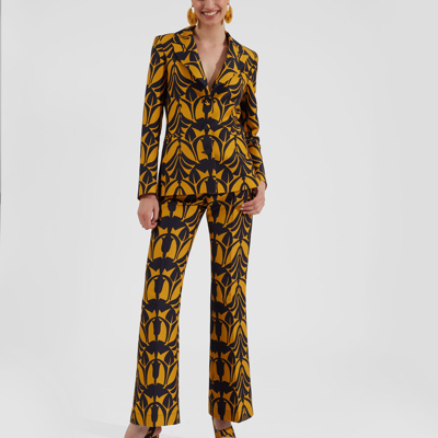 La Doublej 24/7 Papyrus-print Cady Blazer In Papyrus Gold