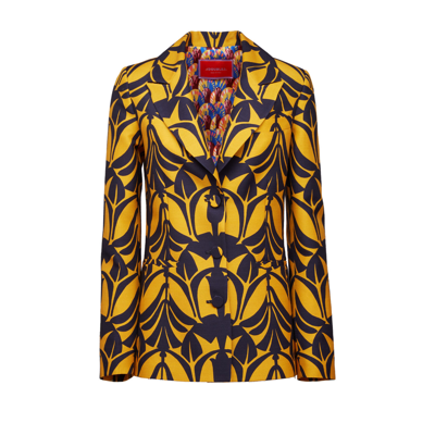 La Doublej 24/7 Papyrus-print Cady Blazer In Papyrus Gold