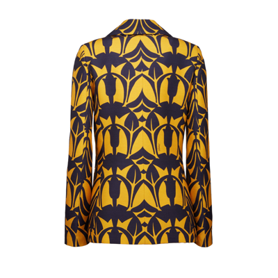 La Doublej 24/7 Papyrus-print Cady Blazer In Papyrus Gold