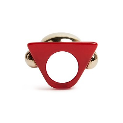 Shop La Doublej Hathor Square Ring In Red