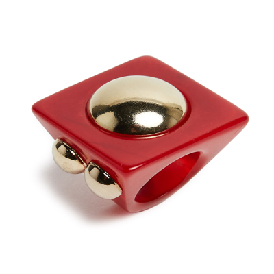 Shop La Doublej Hathor Square Ring In Red