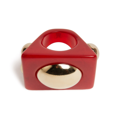 Shop La Doublej Hathor Square Ring In Red