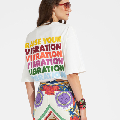 Shop La Doublej House T-shirt In Raise Your Vibration Off White