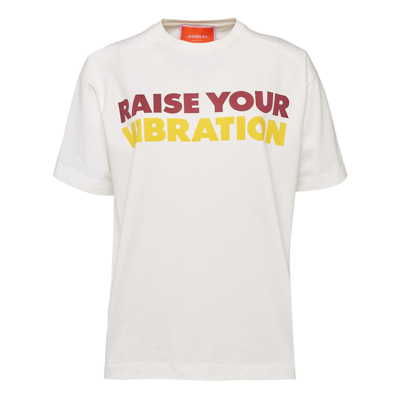 Shop La Doublej House T-shirt In Raise Your Vibration Off White