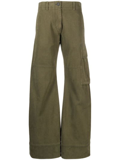 Shop We11 Done Green Washed Cargo Trousers