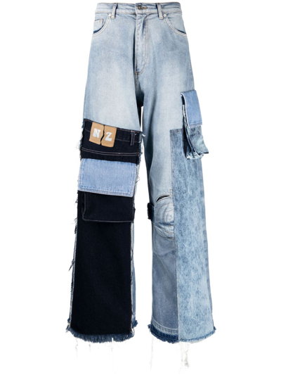 Shop Natasha Zinko Patchwork Cargo Jeans - Women's - Cotton In Blue