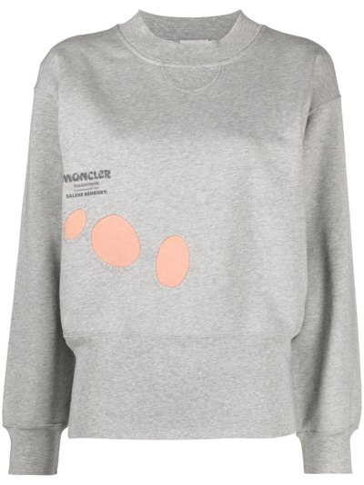 Shop Moncler Genius X Salehe Bembury Grey Logo-print Sweatshirt