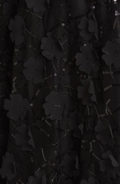 Shop Eliza J Floating Flow Floral Sequin Halter Ballgown In Black