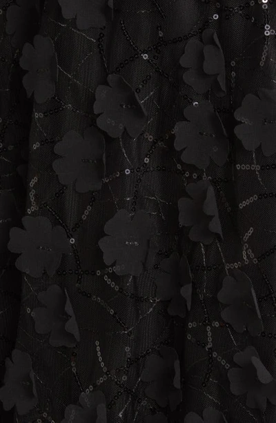 Eliza J Floating Flow Floral Sequin Halter Ballgown In Black