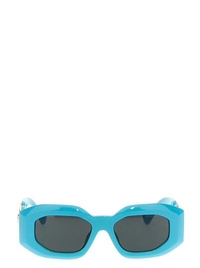 Shop Versace Eyewear Rectangular Frame Sunglasses In Blue