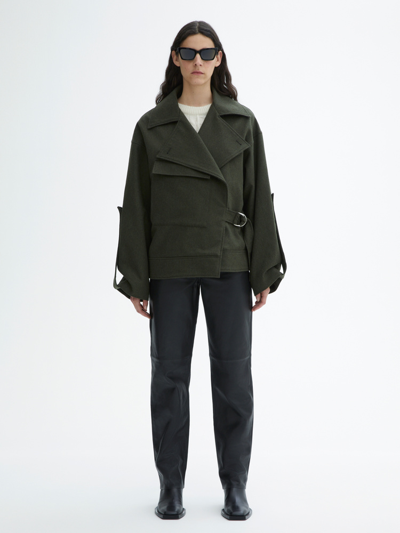 House Of Dagmar Aviator Wool Jacket In Moss Green