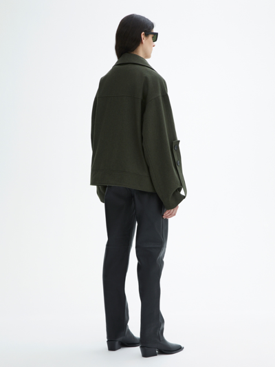House Of Dagmar Aviator Wool Jacket In Moss Green