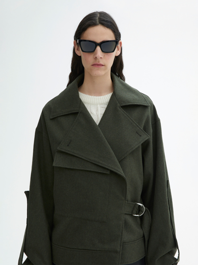 House Of Dagmar Aviator Wool Jacket In Moss Green