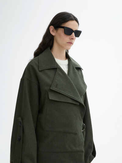 House Of Dagmar Aviator Wool Jacket In Moss Green