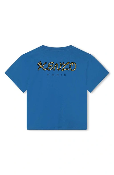 Shop Kenzo Kids' Embroidered Cotton T-shirt In 83a-blue