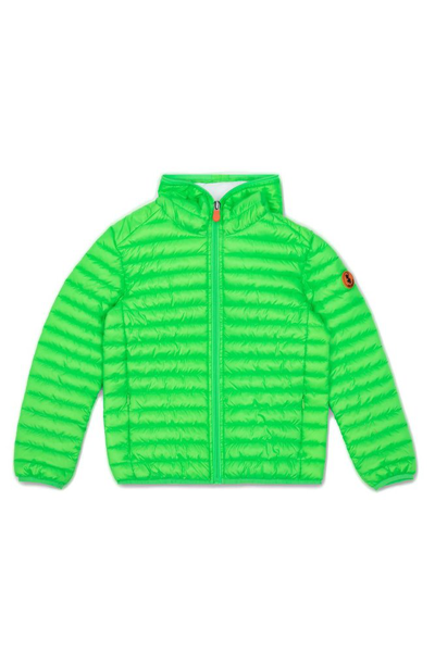 Shop Save The Duck Kids Hooded Zip In Green