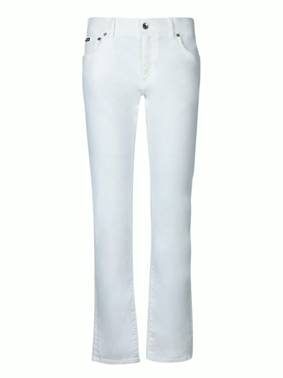 Shop Dolce & Gabbana Logo Plaque Skinny Jeans In White