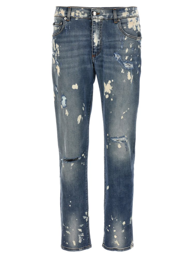 Shop Dolce & Gabbana Distressed Skinny Jeans In Blue