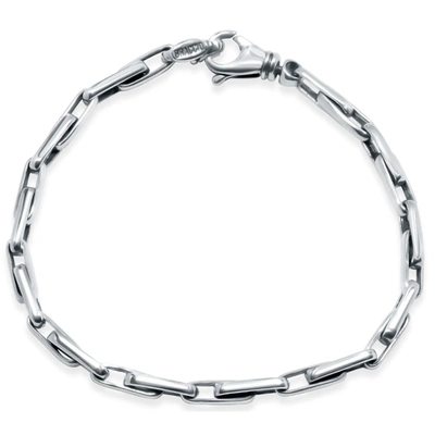 Shop Pompeii3 Men's 14k Gold (15gram) Or Platinum (26gram) 4mm Link Bracelet 8.5" In Silver