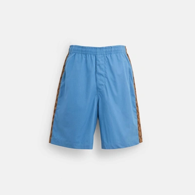 Shop Coach Outlet Signature Colorblock Drawstring Shorts In Blue