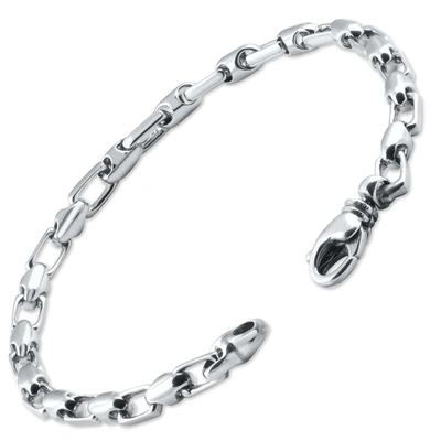 Shop Pompeii3 Men's Link 14k Gold (16gram) Or Platinum (27gram) 4.5mm Bracelet 8.5" In Silver