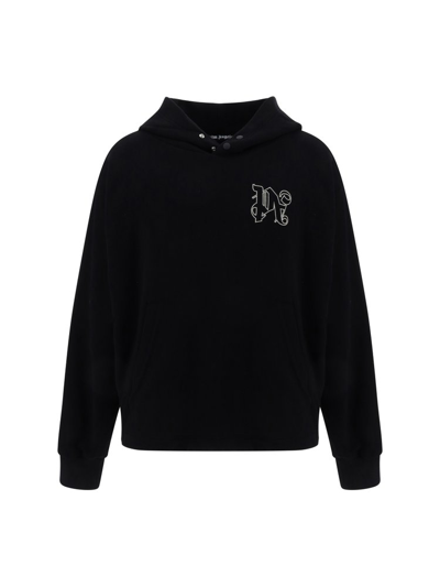 Shop Palm Angels Pa Monogram Embroidered Hoodie In Black