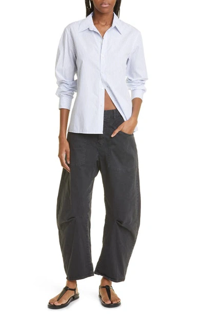 Shop Nili Lotan Shon Stretch Cotton Pants In Carbon